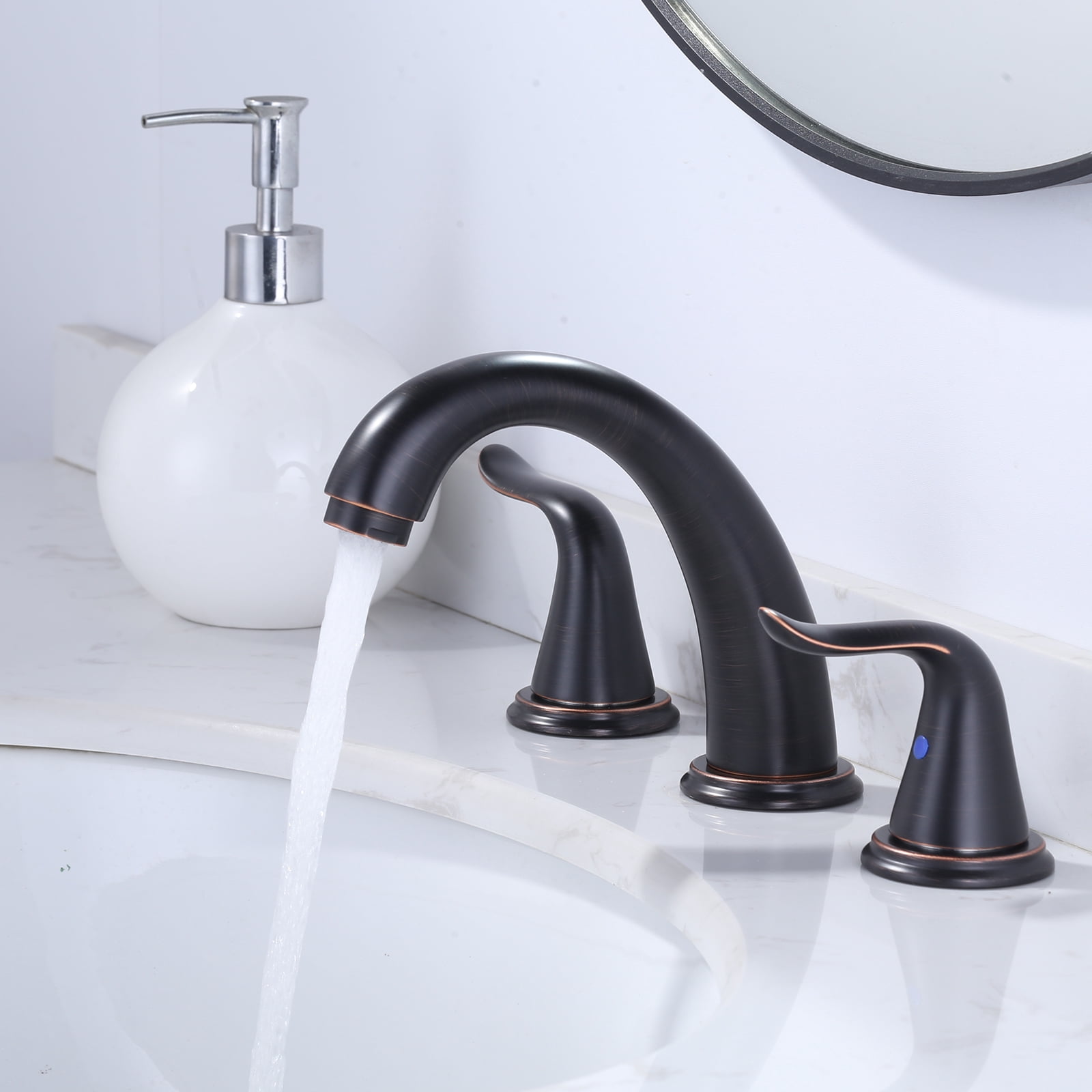 Wowow 8 in. Widespread Double Handle Bathroom Faucet with Pop Drain and Supply Line in Oil Rubbed Bronze