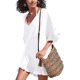 thumbnail image 2 of Blusa con volantes para mujer, minivestido liso con cordones, ropa de playa, 2 of 4