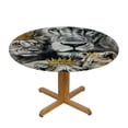 thumbnail image 3 of Acheng Lion Cubs Crowns Round Tablecloth with Elastic Edge 100% Polyester Fiber Washable for Home Kitchen Outdoor Decoration 42-46, 3 of 8
