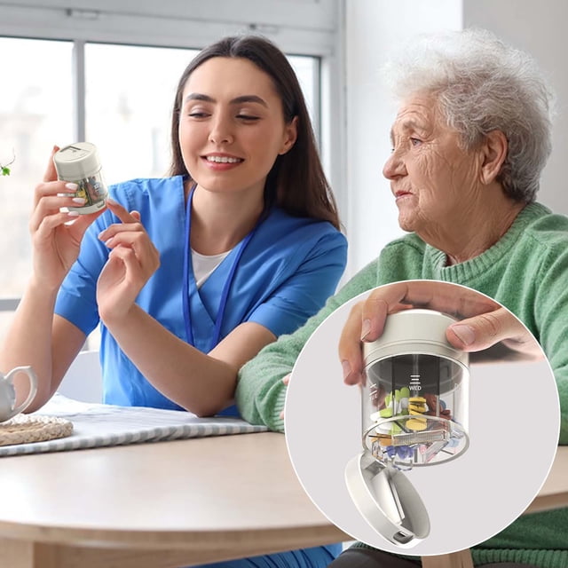 XWSHYW Almacenamiento de Alimentos Minicaja de Recordatorio con Dispensador de Envases Portátil para Tres Comidas Al Día