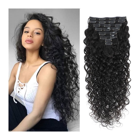 8-26 Inches Kinky Curly Clip In Hair Extension, 120g/Set Double Weft Full Head Human Hair Extension Brazilian Remy Human Hair for Women 8pieces