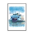 thumbnail image 1 of Ferry - Watercolor - Lantern Press Artwork (12x18 Framed Gallery Wrapped Stretched Canvas), 1 of 1
