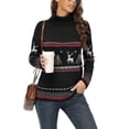 thumbnail image 3 of Asklazy Women's Turtleneck Sweater Long Sleeve Cozy Warm Casual Lightweight Soft Pullover Jumper Tops,US Size,Christmas Elk Black,M, 3 of 8