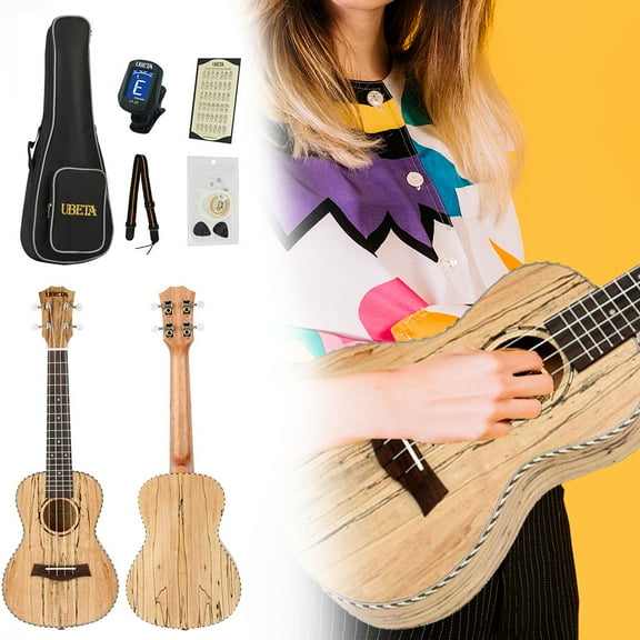 UBETA Concert Ukulele Spalted Maple UC-SM- 061 23 inch with Ukulele Set Strap Nylon String