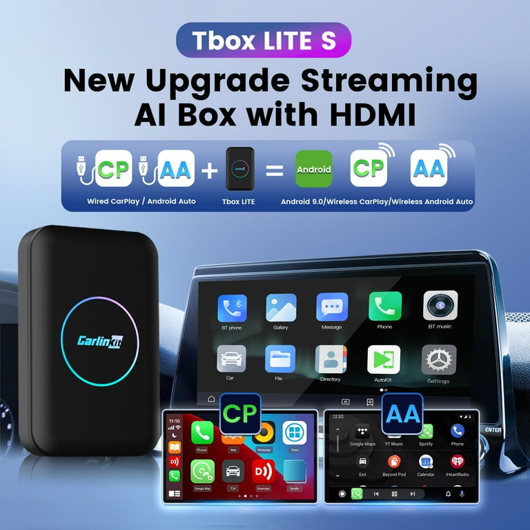 Carlinkit Tbox Lites Upgraded AI Box, 4 in 1 Wireless