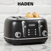 Haden Heritage 4 Slice Wide Slot Toaster & Coffee Maker, Black & Chrome