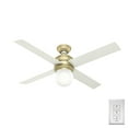thumbnail image 3 of Hunter - Hepburn Indoor Ceiling Fan With Light, Wall Control, 52-inch, Modern Brass, Modern-style, 3-speed WhisperWind Motor, 59320, for Living Rooms, Bedrooms, 3 of 16