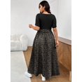 thumbnail image 2 of Plus Size Women Vacation Leopard Print Maxi Dress with Square Neck and Side Slit, 2 of 6
