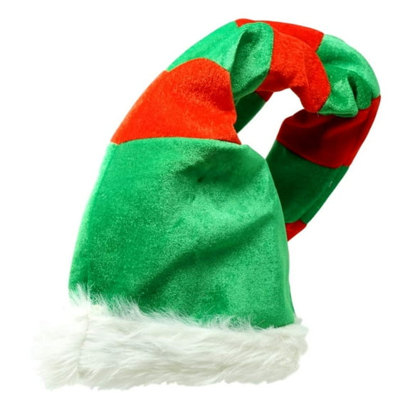 Christmas Elf Hat Costume for Adults Red and Green Stripes, 36 Inch Long