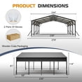 thumbnail image 3 of 20'x20' Galvanized Steel Carport Canopy, Heavy Duty Triangle Reinforced Frame, UV-Proof Waterproof Roof, Large Capacity for Car, SUV, Boat, Tractor, 3 of 8