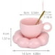 thumbnail image 3 of Taza de café de cerámica, juego de taza y platillo para café en forma de nube, taza bonita (rosa), 3 of 4