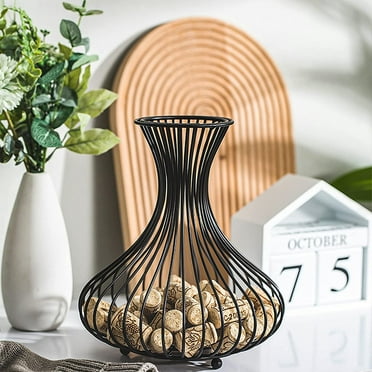 YSTDHL Metal Black Wine Cork Display Holder, Rustic Wine Stopper Collector, Decorative Free Standing Cork Storage Rack Catcher Container Cage, Holds 150 Wine Corks