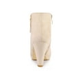 thumbnail image 4 of BLISSFUL STEP Women's Ankle Boots Platform Round Toe Zipper Block Heels Beige 9.5, 4 of 7