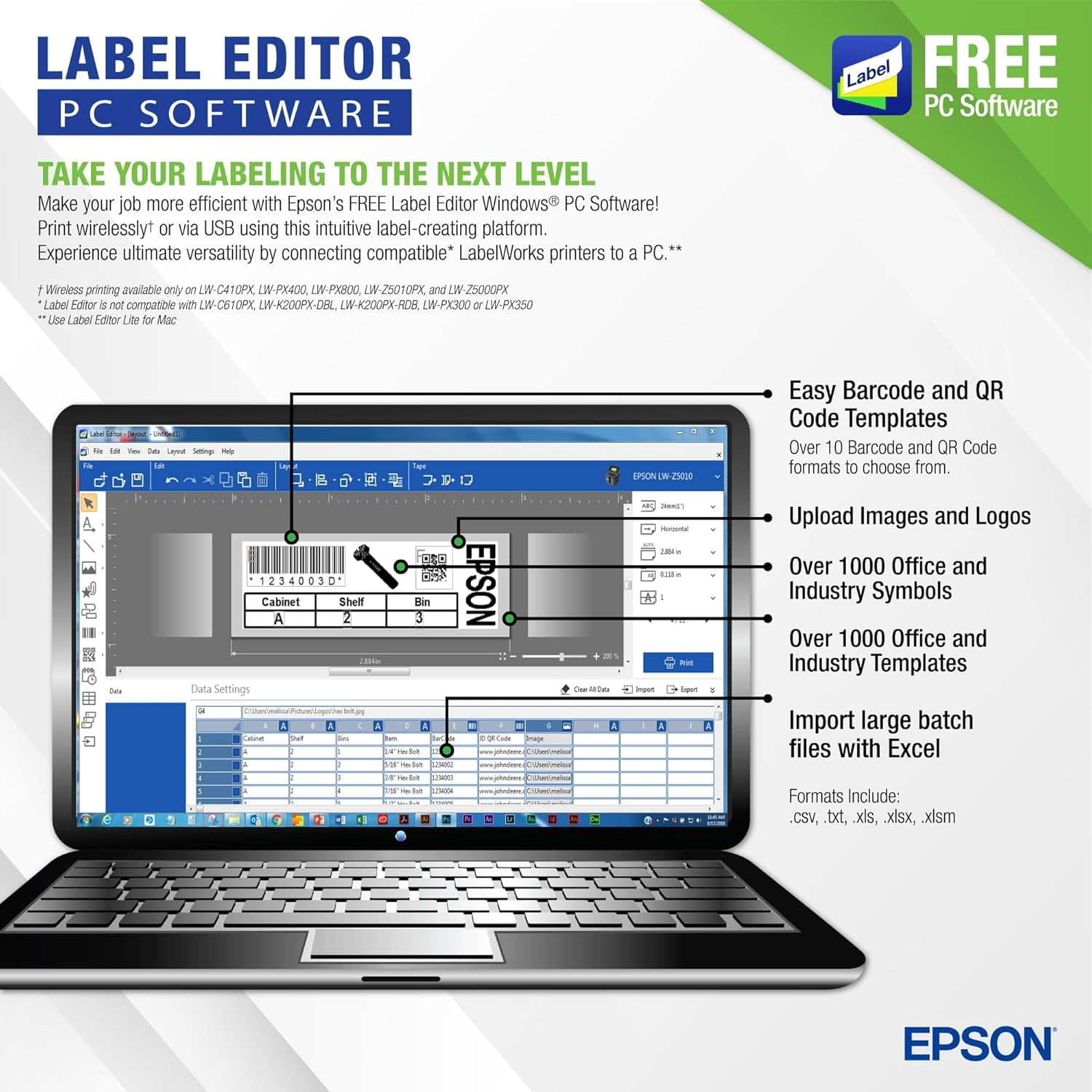 Epson LABELWORKS LW-K740PX Industrial Handheld Label Maker - Office, Home & Healthcare, Full Kit, Durable Labels