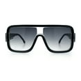 thumbnail image 3 of Oversized Rectangle Racer Shield 80s Plastic Fashion Flat Top Sunglasses Black - Smoke, 3 of 8