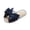 Blue, variant on Women House Slippers Two-Tone Bow Linen Open Toe Comfortable Breathable Slip On Indoor Slide Slippers Summer Shoes Wine