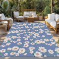 thumbnail image 2 of Watercolor Floral Outdoor Rug for Patio/Deck/Porch, Non-Slip Large Area Rug 4 x 6 Ft, Spring Flower Leaves Botanical Blue Indoor Outdoor Rugs Washable Area Rugs, Reversible Camping Rug Carpet Runner, 2 of 8
