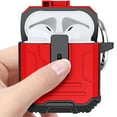 thumbnail image 4 of ELEHOLD AirPods Case for Airpods 2 & 1, Secure Lock Clip Full-Body Hard Shell Rugged Anti-Drop Shockproof Protective Case with Carabiner for Apple Airpods 2 &1,Silver, 4 of 9