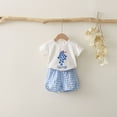 thumbnail image 3 of PEACNNG Short Sleeved Suits Summer Baby Girls Clothes New Kids 2 Piece Set Cotton Toddler Plaid Shorts Set Clothing 9m-4y, 3 of 5