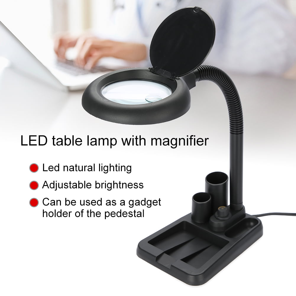 WALFRONT Magnifying Glass Table Lamp With 5X 10X Magnifier ...