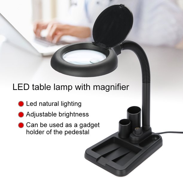 WALFRONT Magnifying Glass Table Lamp With 5X 10X Magnifier With 36 LED