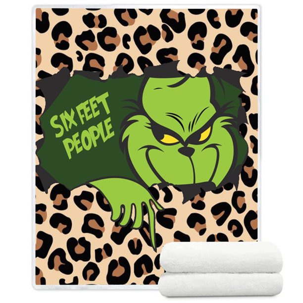 Christmas Grinch Throw Blanket Leopard Print Blanket Flannel Blanket For Sofa Walmart Com