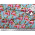 thumbnail image 3 of Soimoi Blue Rayon Fabric Laceleaf & Macaw Parrot Bird Print Sewing Fabric BTY 56 Inch Wide, 3 of 3