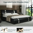 thumbnail image 6 of Allewie Queen Size Deluxe Upholstered Modern Platfrom Bed with Iron Pieces Decor and Adjustable Headboard and Solid Wooden Slats Support,Black, 6 of 7