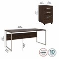 thumbnail image 4 of Hybrid 72W x 36D Computer Desk with Drawers in Black Walnut - Engineered Wood, 4 of 7