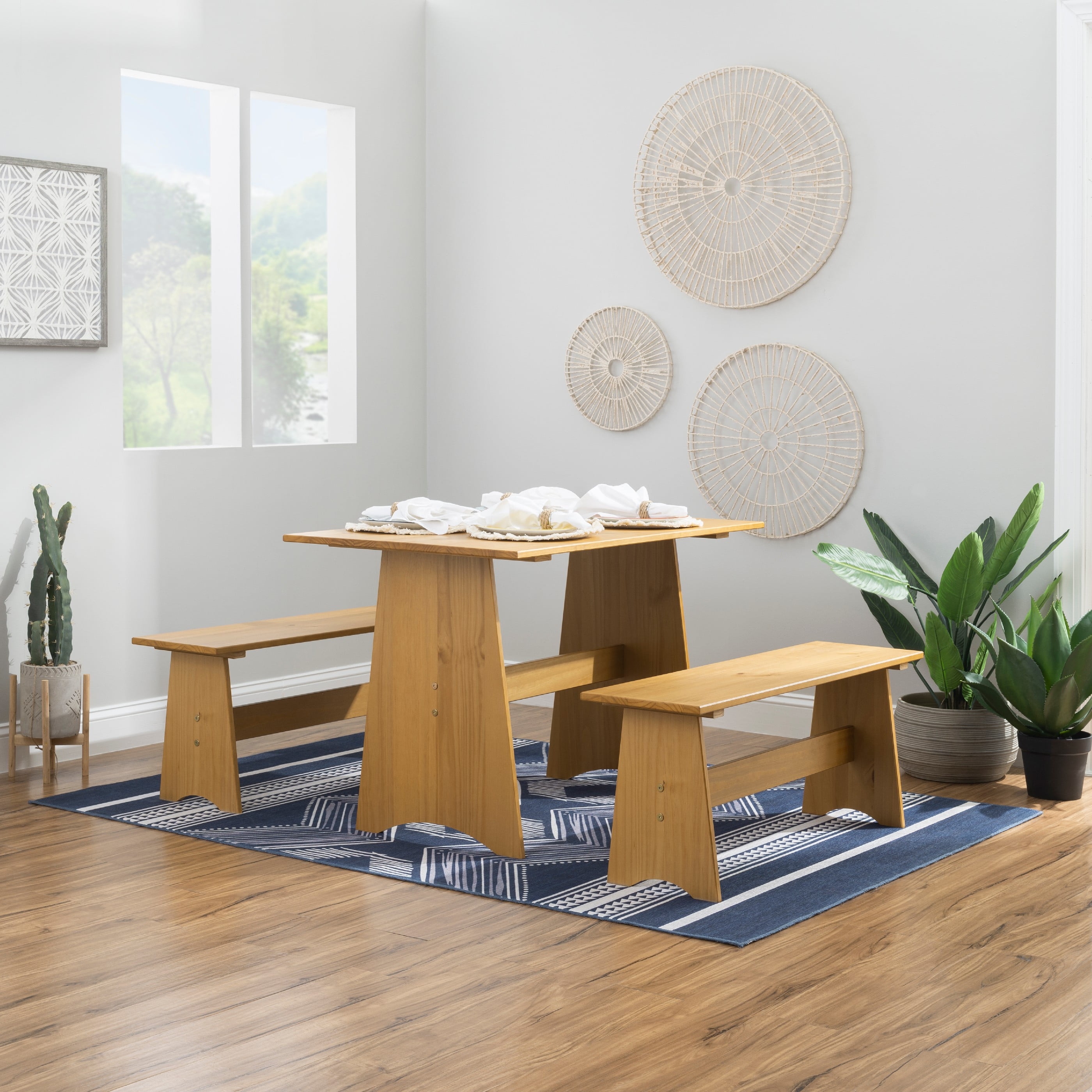 Linon Kasey Backless Dining Bench with Storage, Honey