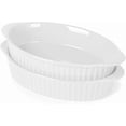 thumbnail image 1 of Porcelain Small Oval Au Gratin Pans Baking Dish Set 2 Pack Bakeware Double Handle White, 1 of 8