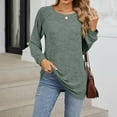 thumbnail image 3 of Scyoekwg Womens Fall Tops Crewneck Lightweight Pleated Tunic Tops Loose Fashion Dressy Casual Blouses Vintage Long Sleeve Tops Fall Clothes Solid Color Pullover(Army Green,L), 3 of 7
