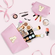 DAKIMOE Makeup Bag Cosmetic Bags Organizer Personalized Initial Travel Essentials Toiletry Bag for Birthday Christmas Girlfriend Teacher Valentines Day Gifts