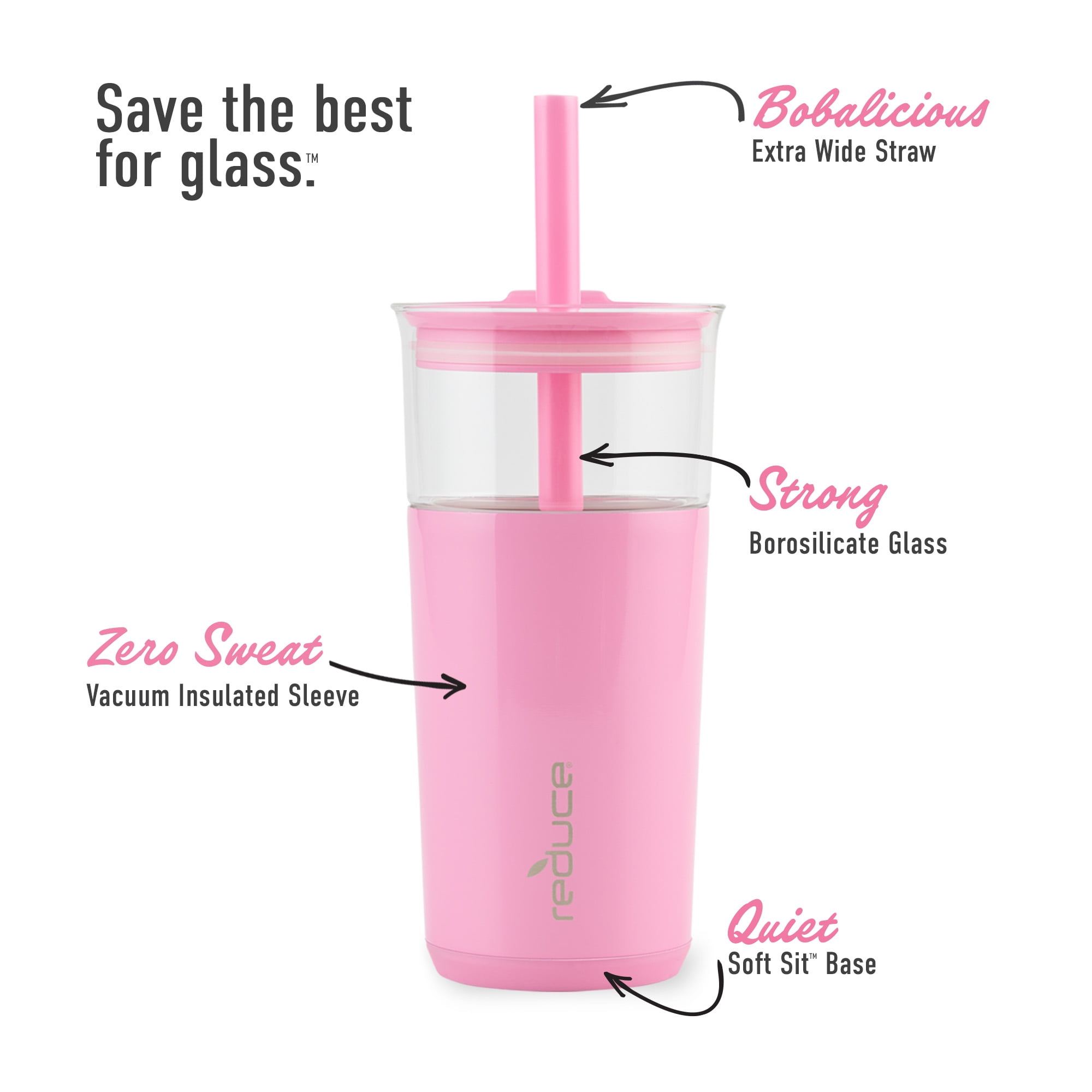 tronco Iced Coffee Cup Glass Tumbler with Straw and Bamboo Lid, Wide Mouth  Reusable Smoothie Cup with Straw and Insulator Sleeve, Borosilicate Glass  Water Bottle with Lid, 20oz（Pink Mist/2Pack） price in Saudi Arabia
