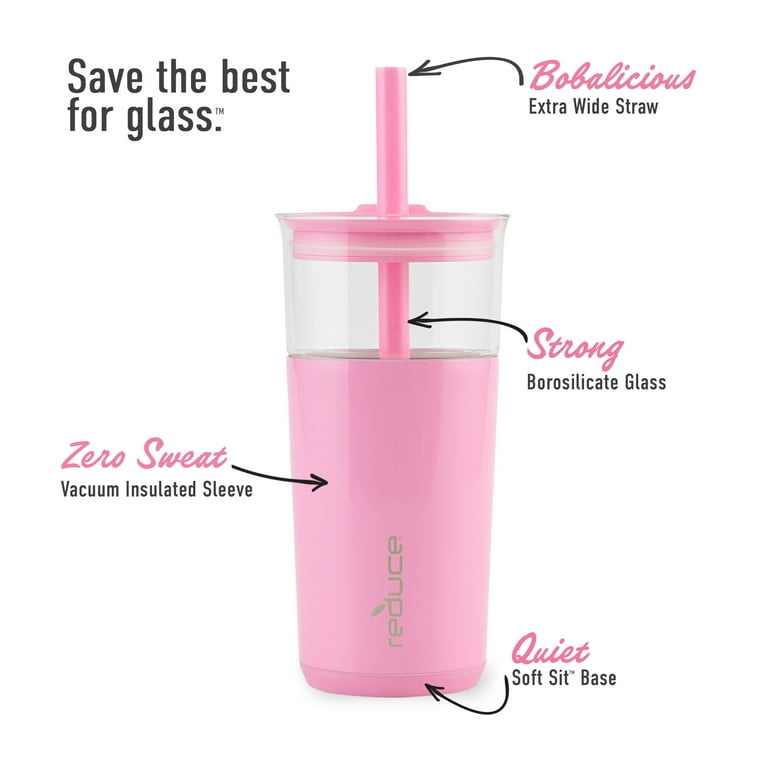 Reduce Aspen Glass Tumbler with Wide Straw - Peony - Shop Cups & Tumblers  at H-E-B