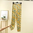 thumbnail image 2 of Tnhcen Women's Elastic Waist Print Vintage Loose Fit Slimming Cuffed Ankle Sleep Pants Soft Nylon Spandex Blend Comfy Casual Loungewear Pajama Trousers M-L, 2 of 5