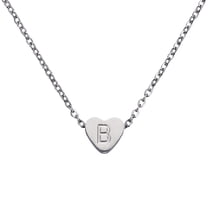 Uxcell Initial Heart Necklace for Women, 18K Gold Plated Stainless Steel Chain Dainty Personalized Name Letter B Pendant Necklaces for Woman Jewelry Gifts, Silver Tone