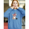 thumbnail image 2 of Welsh Corgi Puppy Let's Party Hoodie Women -Image by Shutterstock, Female 5X-Large, 2 of 4