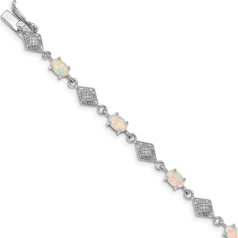Glamour Radiance Sterling Silver Created Opal and CZ Bracelet display picture 1
