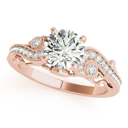 - 1/2 Ct. Halo Antique Engagement Diamond Ring In 14k Rose Gold