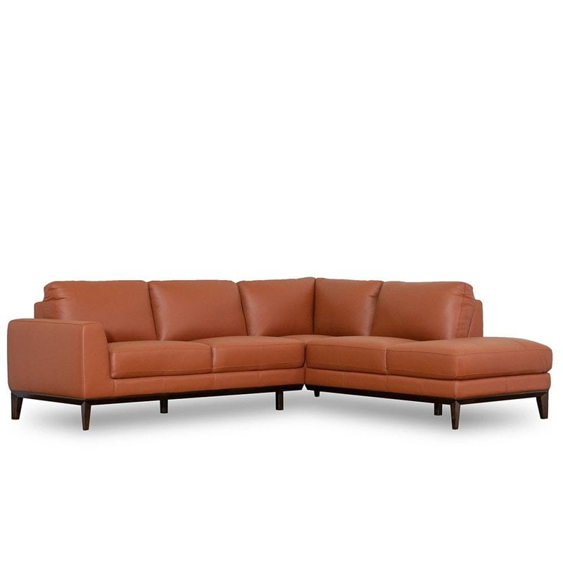 Mid Century Modern Milton Orange, Mid Century Modern Milton Leather Sectional Sofa