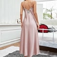 thumbnail image 4 of Satin Nightgowns for Women Long Silk Nightdress Vintage Lace Chemise Maxi Sleepwear Pink XL(XL), 4 of 6