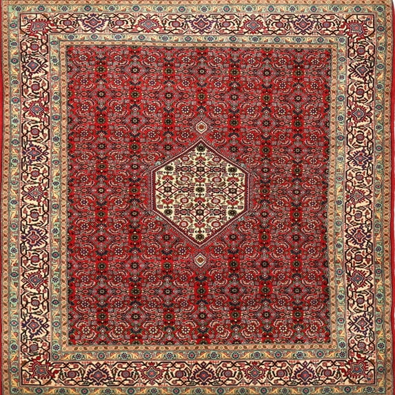 Ahgly Company Indoor Square Traditional Red Persian Area Rugs, 6' Square