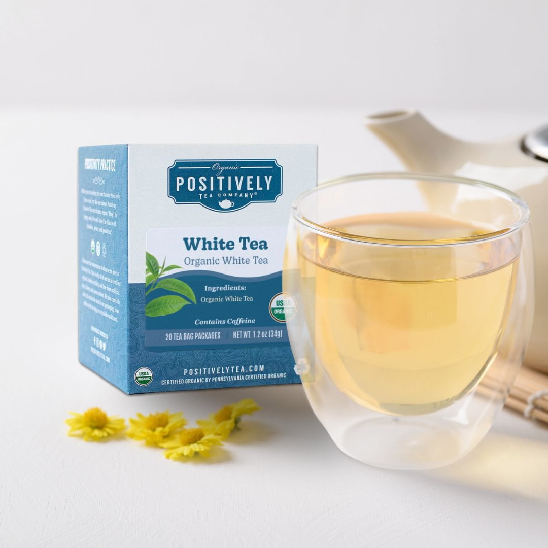 Positively Tea's Organic White Tea Bags, 6 Boxes 120 Tea Bags