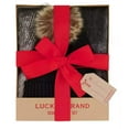 thumbnail image 3 of Lucky Brand Women’s 2-Piece Pom Beanie Hat and Woven Blanket Scarf Set, Gift Boxed (Chocolate), 3 of 4