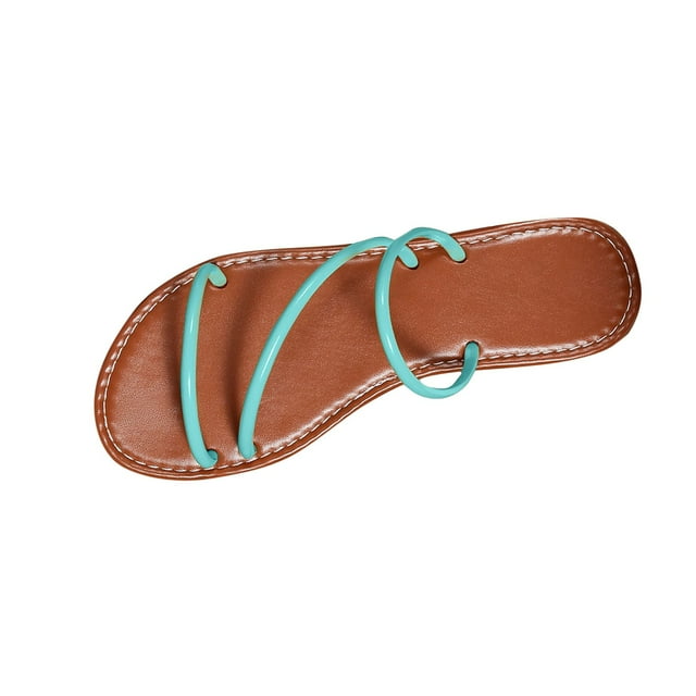 WRKEKC Sandals for Women Solid Color Slip On Open Toe Round Toe Flat Slides Lightweight Beach Summer Sandals Casual