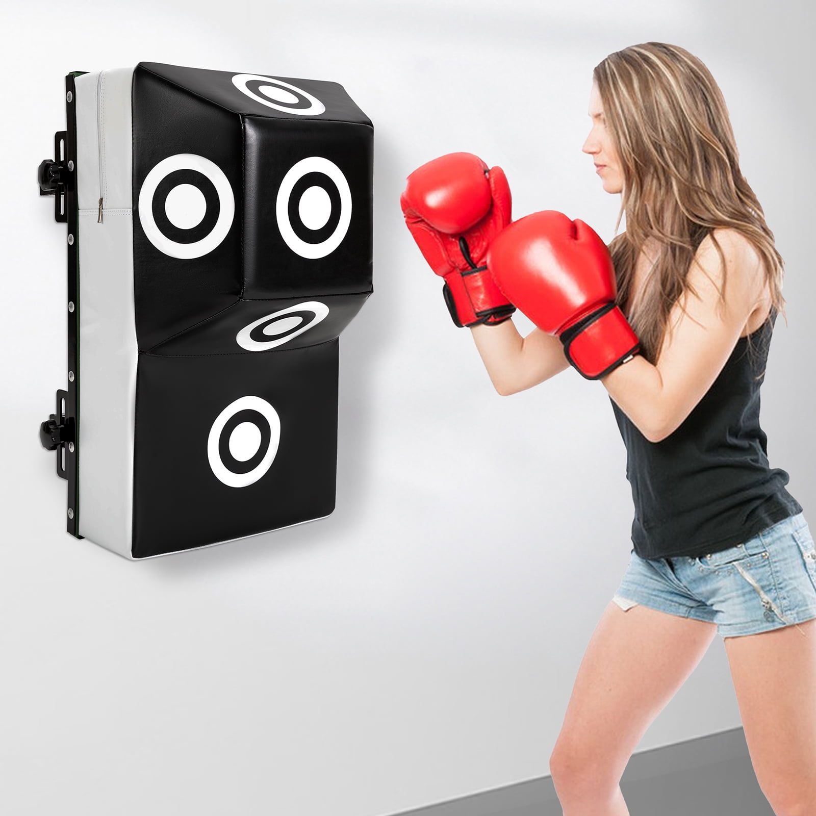 Wall Mount Boxing Training Bag, Uppercut Boxing Training Punching Target, Heavy Punching Bag for Adults for Bedroom/Living Room/Gym（Black and White, 15.75*11.81*27.56inch）