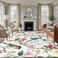 thumbnail image 3 of Spring Floral Area&nbsp;Rug 5x7ft Gradient Pink Flowers Pair Birds Romantic Farmhouse Non-Slip&nbsp;Washable Square&nbsp;Rugs Soft Felt Indoor Floor Mat for Bedroom Kitchen Living Room Bathroom, 3 of 9