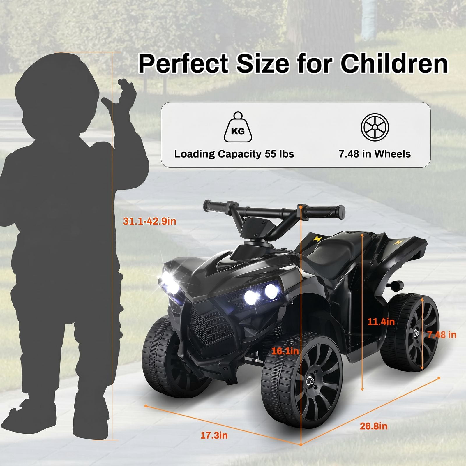 LAZY BUDDY 6V Ride on Toys for Toddlers 2-4,  4-Wheeler Quad ATV Play Car with 1.86MPH Max Speed, Rubber Handles, Pedal Accelerator