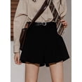 thumbnail image 5 of Womens Corduroy Pleated Casual Wide Leg Shorts for Women High Waist Comfortable Summer Bottoms Black L, 5 of 7